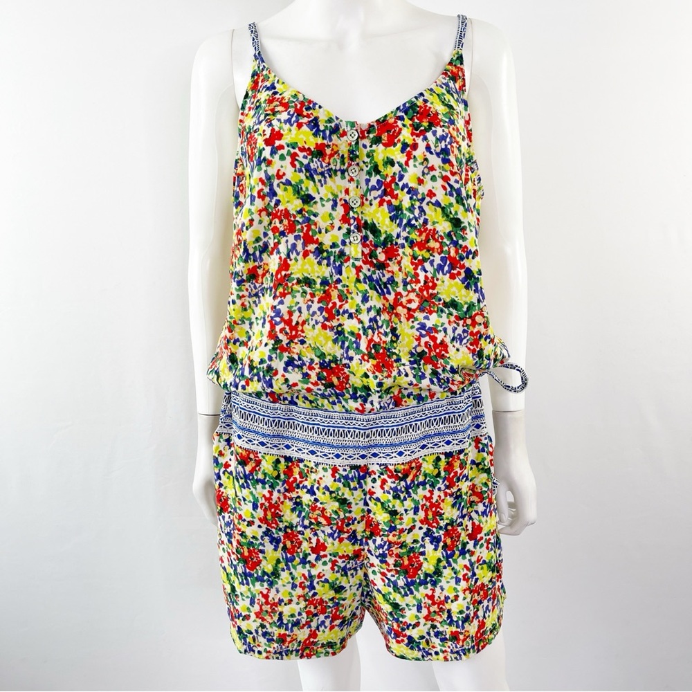 CABI Multicolor FIESTA Romper Size M in Devon Floral Print Casual Beachy NEW